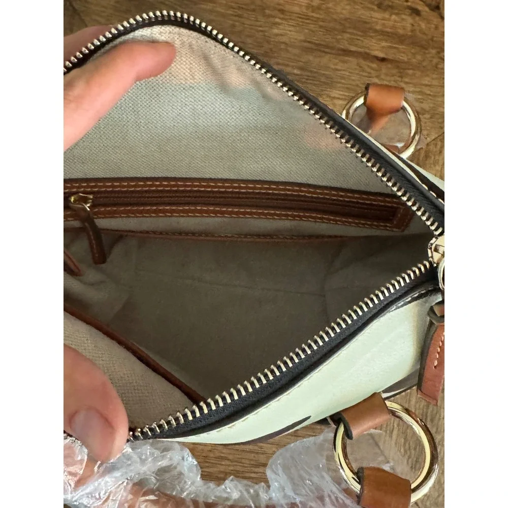 Dooney & Bourke Zebra Print Satchel Bag Tan Leather Trim NWT V1233052